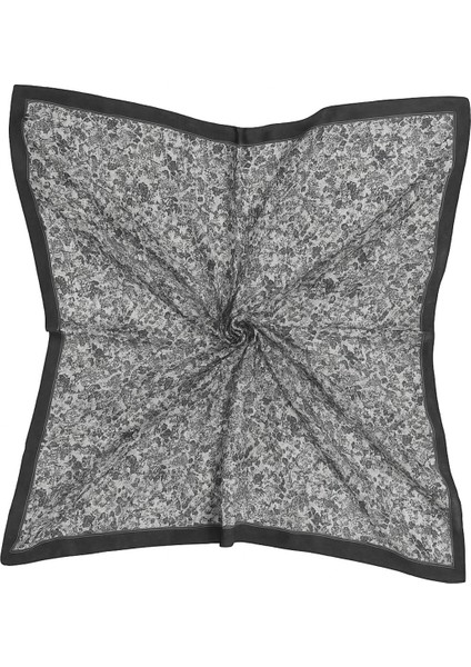 Kadın Siyah Gri Çiçek Desenli Eşarp – Siyah Bordürlü Zarif Tasarım fiyatları