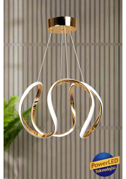 Kumandalı Gold Lüks 3 Renk Ledli Avize