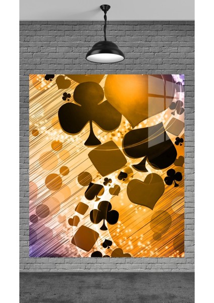 Muhteşem Poker Kartları Temperli Cam Üzerine Tablo Sevgilinize Yılbaşı Hediye