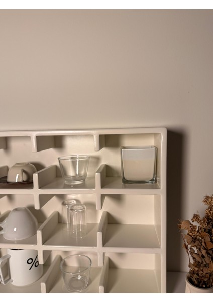 Krem 12 Bölmeli Dekoratif Mug & Fincan Rafı | Mutfak – Kahve Köşesi – Ofis Organizer- Kupa Rafı fırsatları