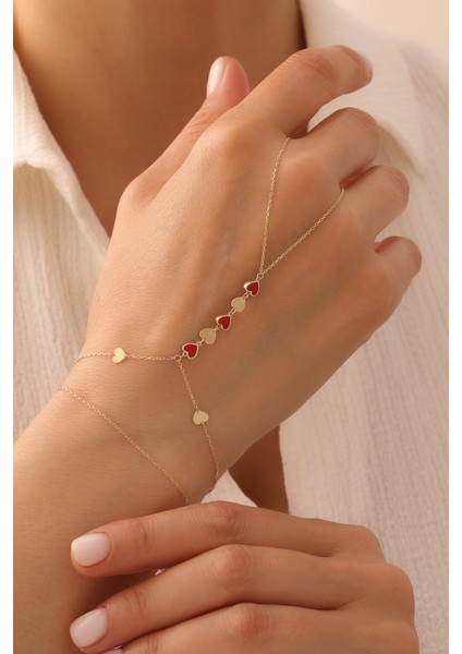 14 Ayar Altın Minimal Sıralı Kalp Şahmeran