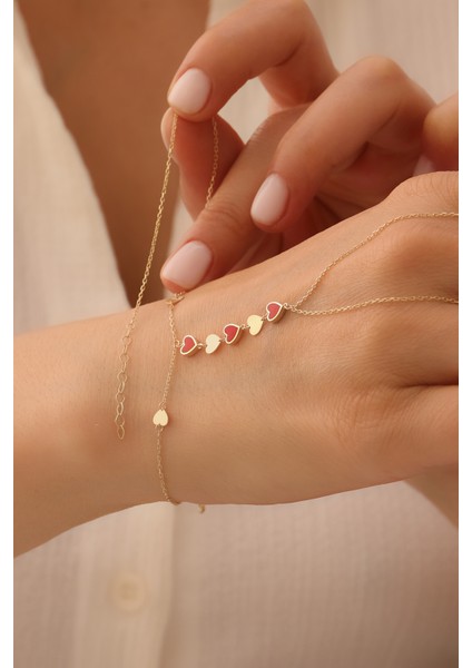 14 Ayar Altın Minimal Sıralı Kalp Şahmeran modelleri