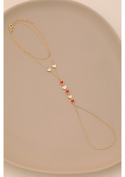 14 Ayar Altın Minimal Sıralı Kalp Şahmeran fırsatları