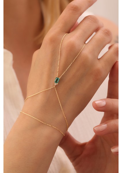 14 Ayar Altın Dikdörtgen Zümrüt Şahmeran fiyatları