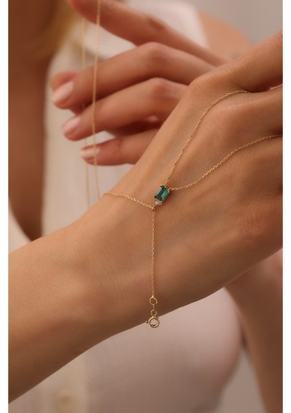 14 Ayar Altın Dikdörtgen Zümrüt Şahmeran modelleri