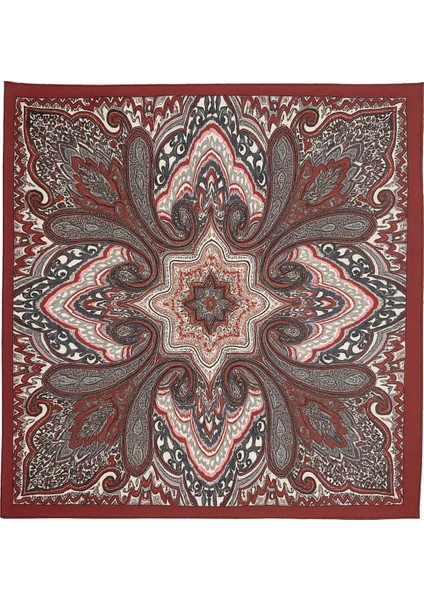 Kadın Kırmızı Siyah Desenli Şal – Paisley & Floral Modern Tasarım modelleri