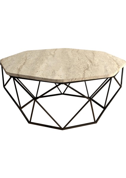 Diamond Metal Ayaklı Orta Sehpa - Traverten Mermer fırsatları