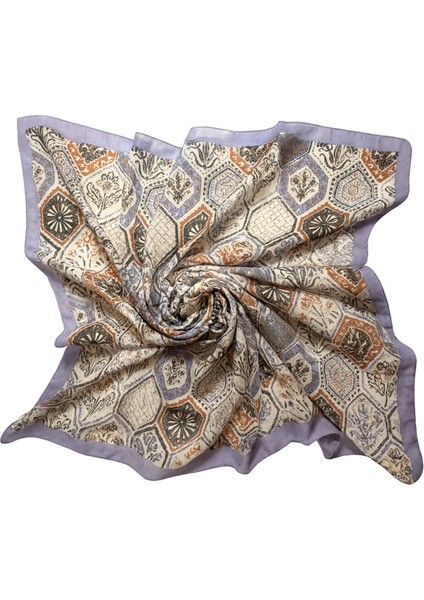 Lila Etnik Desenli Eşarp