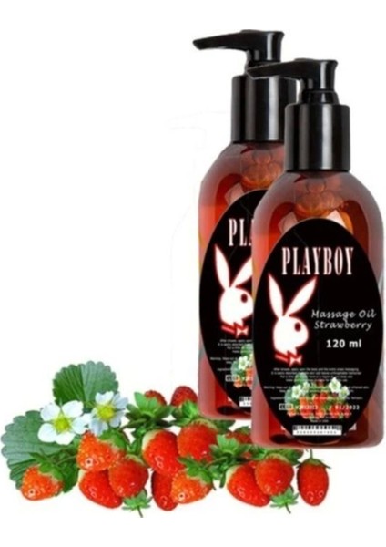 Strawberry Massage Oil 2 Adet Çilek Aromalı Vücut Masaj Yağı