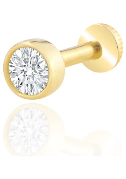 14 Ayar Altın Sıvama Tektaş Tragus Piercing