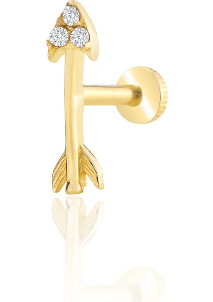 14 Ayar Altın Taşlı Ok Tragus Piercing