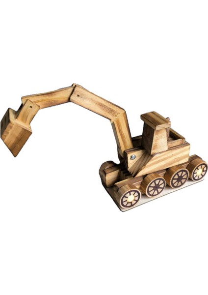 Turuncu Büyük Ahşap Dozer Oyuncak, Dayanıklı ve Dekoratif, Çıkarılabilir Alt Detaylı