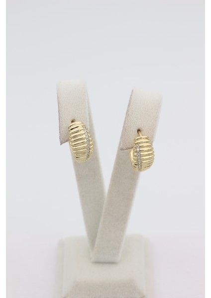 Stil Incisi/xupıng Jewelry Tırtıklı Zirkon Taşlı Küpe