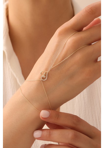 14 Ayar Altın Yarı Taşlı Kalp Şahmeran