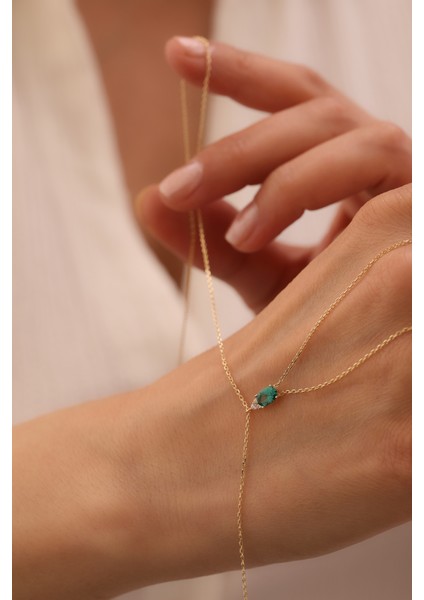 14 Ayar Altın Oval Zümrüt Şahmeran modelleri