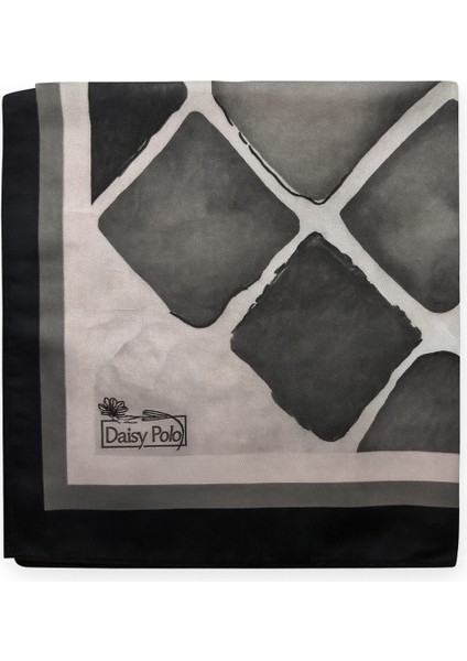 Siyah Gri Geometrik Desenli Eşarp fiyatları