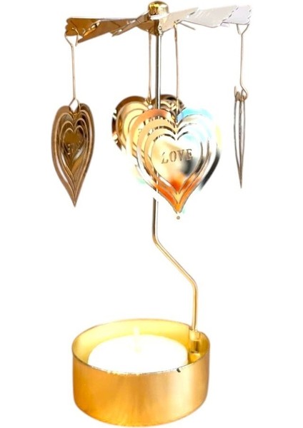 Isı ile Dönen Mumluk – Kalp ve Love Modeli, Romantik Dekor