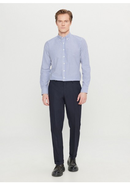 Lastikli Bel Duble Paça Slim Fit Lacivert Erkek Pantolon ACE001261487_LAC