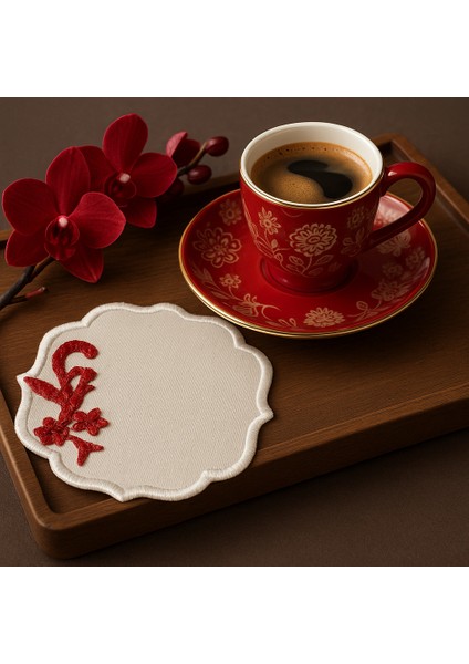 El Emeği Premium Kahve Sunum Altlığı – Nakışlı Şık Sunumluk,yılbaşı Hediyelik Özel Ürün fırsatları