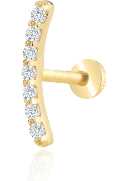 14 Ayar Altın Taşlı Modern Tragus Piercing