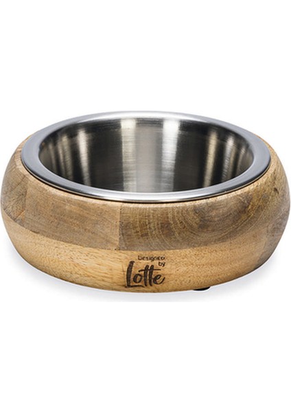 Nrtmsa Beeztees Dbl Köpek Mama Su Kabı, Dışı Masif Ahşap, Paslanmaz Çelik, 13,5cm, 350ML