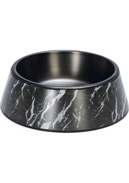 Nrtmsa Beeztees Dbl Köpek Mama Su Kabı, Mat Siyah Paslanmaz Çelik, Siyah Mermer Görünümlü, 17,5cm, 350ML