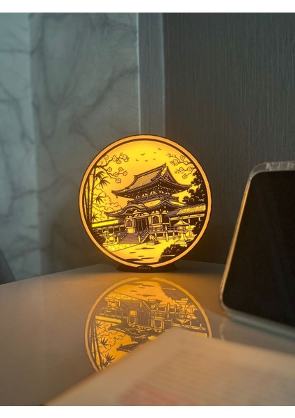 Japon Tapınağı Silüet LED Gece Lambası