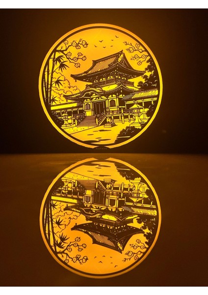 Japon Tapınağı Silüet LED Gece Lambası indirimleri