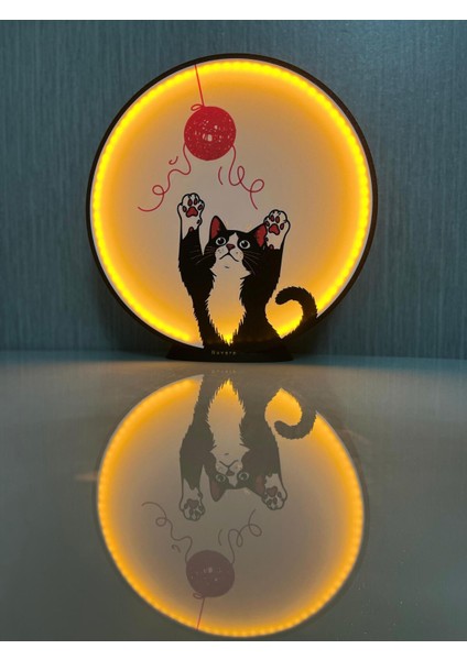 Sevimli Kedi Figürlü Işıklı Dekoratif Masa Lambası | Çocuk Odası ve Gece Lambası
