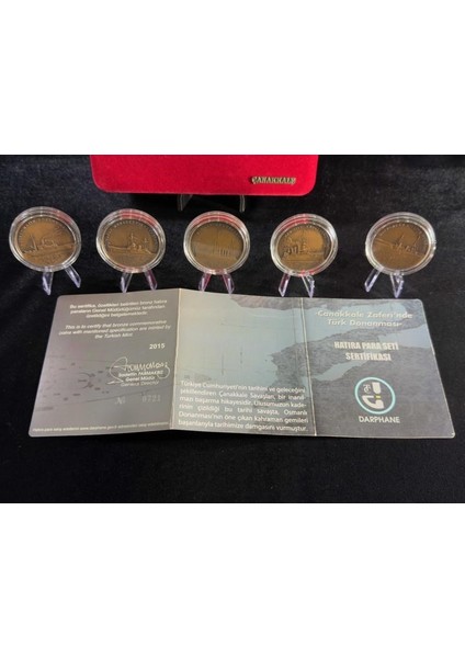 2015 Çanakkale Zaferi'nde Türk Donanması - Bronz Sikke Hatıra Para Seti Kutulu Sertifikalı fiyatları