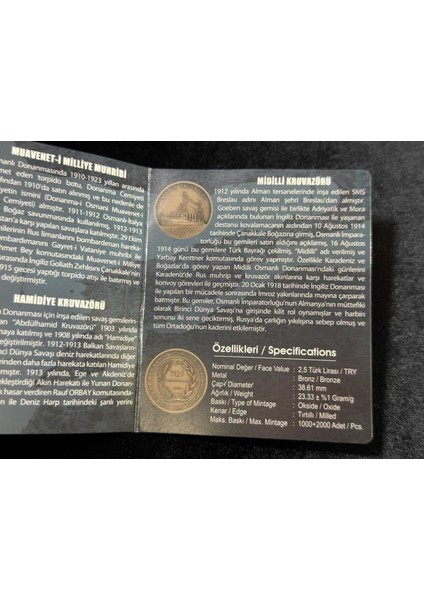 2015 Çanakkale Zaferi'nde Türk Donanması - Bronz Sikke Hatıra Para Seti Kutulu Sertifikalı