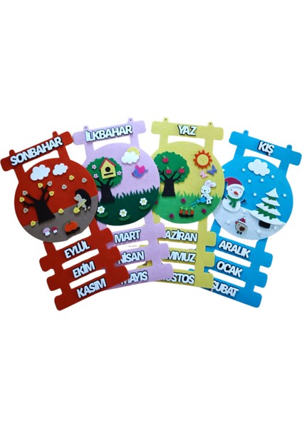 Keçe Mevsimler Panosu Mevsim Şeridi