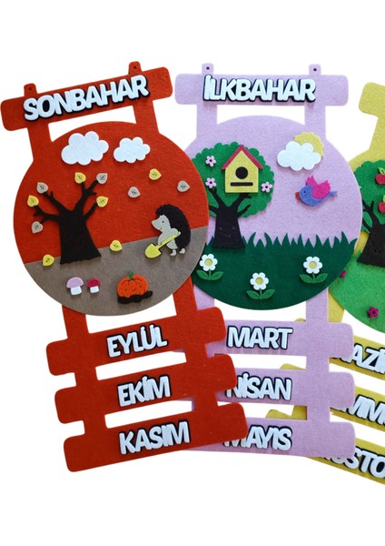 Keçe Mevsimler Panosu Mevsim Şeridi
