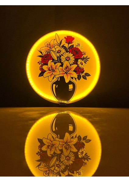 Amber Işıklı Çiçek Vazo Lamba – Romantik Gece Lambası, Şık Ev Dekoru Için