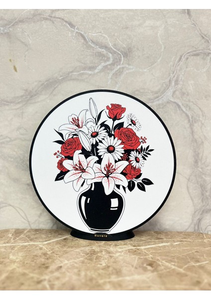 Amber Işıklı Çiçek Vazo Lamba – Romantik Gece Lambası, Şık Ev Dekoru Için