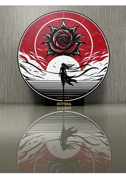 Kırmızı Gül ve Figür Siluet Tasarım Gece Lambası – Sanatsal Dekor & Hediyelik indirimleri