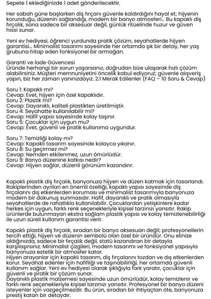 Kapaklı Diş Fırçası Kutusu Kapaklı Diş Fırçalık – Hijyenik ve Şık Banyo Düzeni 722430 indirimleri