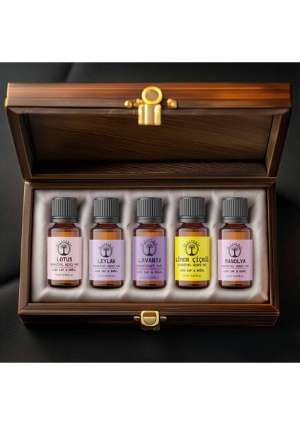 Doğal Aromaterapi Yağları 5'li Esansiyel Uçucu Yağ Seti 10 ml x 5