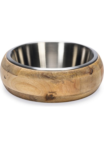 Nrtmsa Beeztees Dbl Köpek Mama Su Kabı, Dışı Masif Ahşap, Paslanmaz Çelik, 21CM, 1300ML
