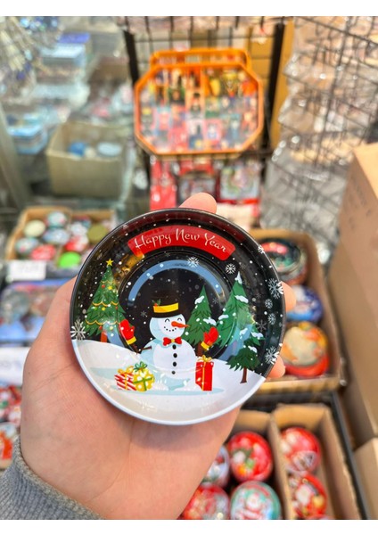 Yılbaşı Temalı Çerezlik Metal Yılbaşı Dekoratif Kase Çizilmez Kararmaz Orta Boy | Random Gönderim indirimleri