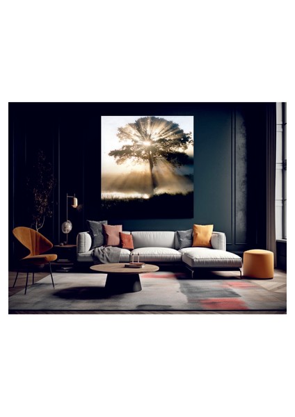Muhteşem Ağaç ve Güneş Temperli Cam Üzerine Tablo Sevgilinize Yılbaşı Hediye fiyatları