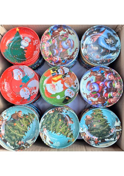 Yılbaşı Temalı Çerezlik Metal Yılbaşı Dekoratif Kase Çizilmez Kararmaz Büyük Boy | Random Gönderim fırsatları