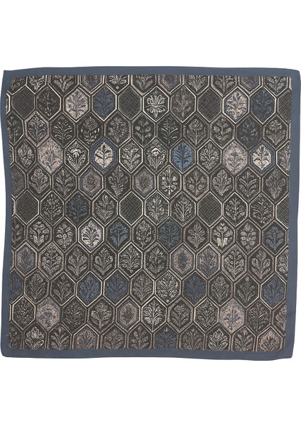 Kadın Geometrik Mozaik Desenli Eşarp – Lacivert Bordürlü Şık Tasarım modelleri