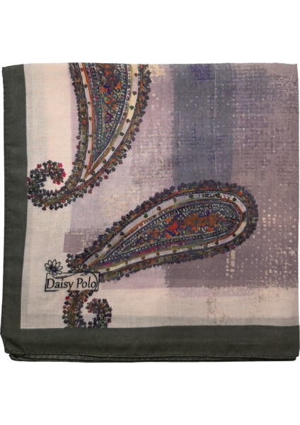 Etnik Desenli Saten Kadın Eşarp - Gri Mor Tonları fiyatları