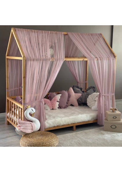 Pastel Pembe Çift Perdeli Montessori Yatak Cibinliği fiyatları