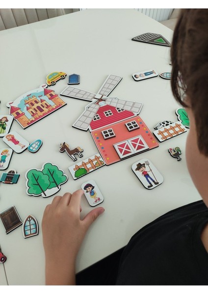 35 Parça Ahşap Hayal Dünyam Puzzle, Renkli ve Eğlenceli Çocuk Oyunu