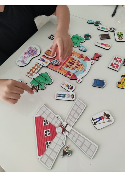 35 Parça Ahşap Hayal Dünyam Puzzle, Renkli ve Eğlenceli Çocuk Oyunu