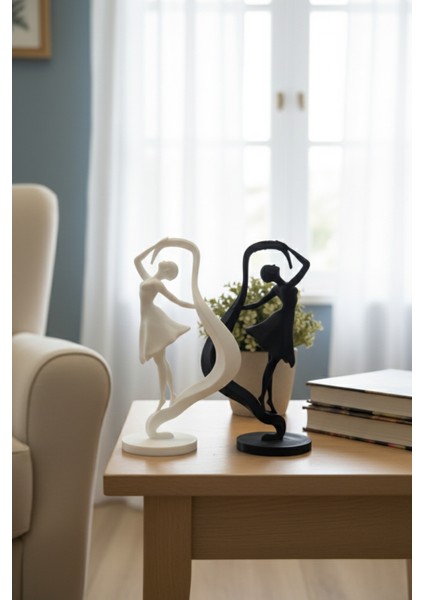 Dans Biblo | Siyah-Beyaz Balerin Biblo Seti | Sanatsal Ev Hediyesi | 15 cm modelleri