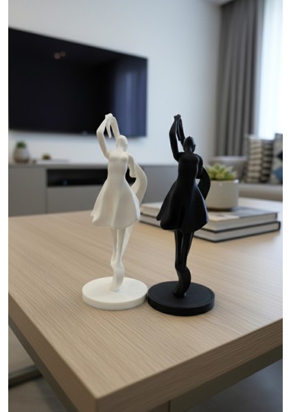 Dans Biblo | Siyah-Beyaz Balerin Biblo Seti | Sanatsal Ev Hediyesi | 15 cm fırsatları