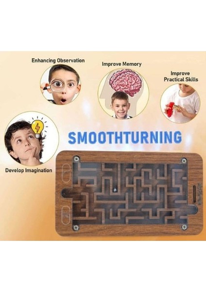 Ahşap Labirent Oyunu, Zeka Geliştirici, Renkli ve Eğlenceli Çocuk Oyunu